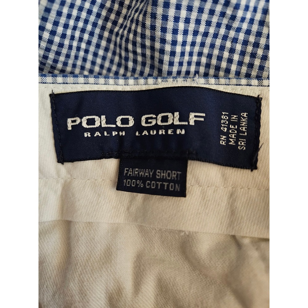 Polo Golf Ralph Lauren Shorts Mens Size 40 Blue Gingham Pleated Cotton Preppy - Picture 4 of 9